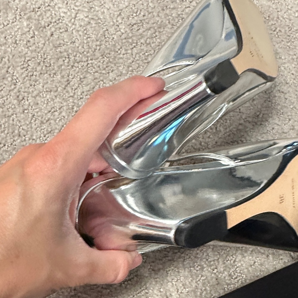 Theory Silver Slingback Wedges - Picture 5 of 6